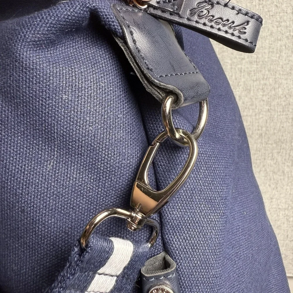 NWT Brouk & Co The Kennedy Weekend Canvas Duffel Bag‎ Large Navy Blue/White - Picture 5 of 10